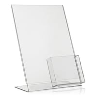 Stojan na reklamné materiály VITAdisplays DIN A4 v tvare L s extra priehradkami DIN A6 a DL, stolové vyhotovenie z originálneho materiálu Plexiglas 1