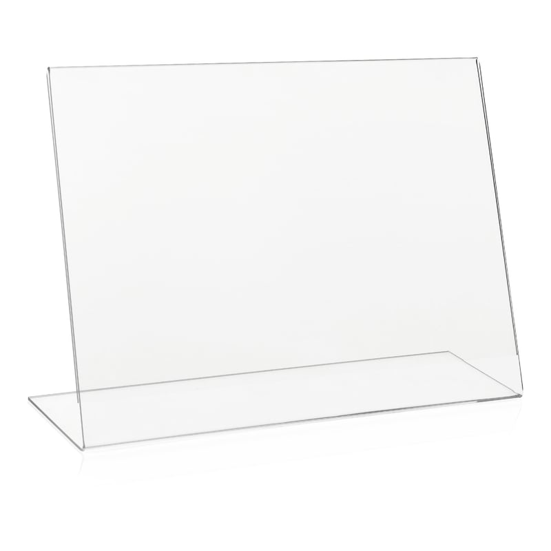 Suport în formă de L VITAdisplays, format DIN A4 vedere, suport de masă pentru afișe, suport publicitar, design înclinat, din material PLEXIGLAS original