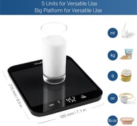 Vitafit 15 kg digitális konyhai mérleg 1g pontossággal, nagy platform, fekete 3
