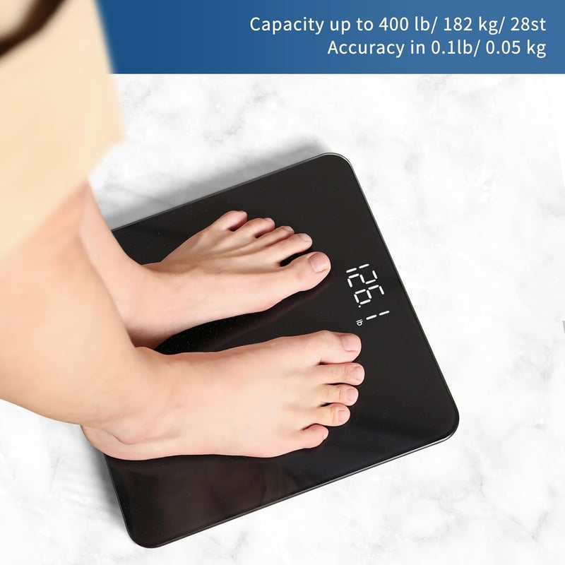 Vitafit digitális fürdőszobai mérleg 180 kg-ig, LED kijelzővel és lépésre aktiválódó funkcióval