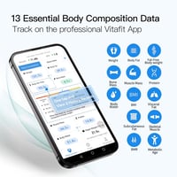 Vitafit Digitális Testzsírmérleg Bluetooth Applikációval, 182 kg Teherbírás, Testösszetétel Analizáló, BMI, Izomtömeg Mérés, LED Kijelző, Fe 3