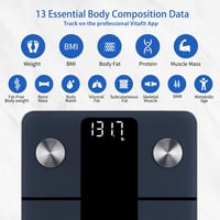 Vitafit Személyi Mérleg Testzsír Elemzéssel, Bluetooth, 182 kg, Fekete 3