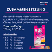 Vitakraft Liquid Snack pentru pisici cu pui și taurină, recompensă cremoasă lichidă, 6x15g, pentru susținerea vederii și a inimii 4