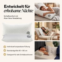Pernă Vitapur Aloe Vera 40x80 cm – Răcoroasă vara, caldă iarna, înălțime reglabilă, respirabilă, ideală pentru cei care dorm pe o parte, lavabilă la 60°C 8