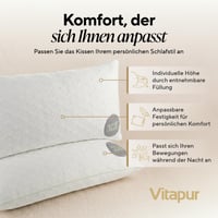 Pernă Vitapur Aloe Vera 40x80 cm – Răcoroasă vara, caldă iarna, înălțime reglabilă, respirabilă, ideală pentru cei care dorm pe o parte, lavabilă la 60°C 7