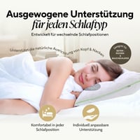 Pernă Vitapur Aloe Vera 40x80 cm – Răcoroasă vara, caldă iarna, înălțime reglabilă, respirabilă, ideală pentru cei care dorm pe o parte, lavabilă la 60°C 4