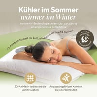 Pernă Vitapur Aloe Vera 40x80 cm – Răcoroasă vara, caldă iarna, înălțime reglabilă, respirabilă, ideală pentru cei care dorm pe o parte, lavabilă la 60°C 5