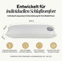 Pernă Vitapur Aloe Vera 40x80 cm – Răcoroasă vara, caldă iarna, înălțime reglabilă, respirabilă, ideală pentru cei care dorm pe o parte, lavabilă la 60°C 2