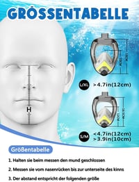 Vitare teljes arcú snorkel maszk 180° látómezővel, felnőtteknek és gyerekeknek, kamera klippel 5