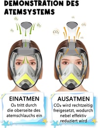 Vitare teljes arcú snorkel maszk 180° látómezővel, felnőtteknek és gyerekeknek, kamera klippel 3