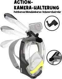 Vitare teljes arcú snorkel maszk 180° látómezővel, felnőtteknek és gyerekeknek, kamera klippel 6