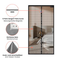 Luxusná magnetická sieťka na dvere VitHom 110x210 cm, ohňovzdorná sieťka proti hmyzu zo sklených vlákien odolná proti roztrhnutiu na balkónové dvere, bez vŕtania, so silnými magnetmi a rozšíreným suchým zipsom 6