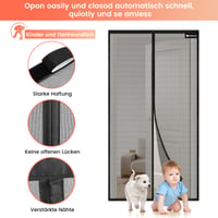 Luxusná magnetická sieťka na dvere VitHom 110x210 cm, ohňovzdorná sieťka proti hmyzu zo sklených vlákien odolná proti roztrhnutiu na balkónové dvere, bez vŕtania, so silnými magnetmi a rozšíreným suchým zipsom 5