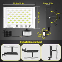 Viugreum 100W LED reflektor mozgásérzékelővel, távirányítóval, 10000 lm, 6500K, IP66 vízálló 2