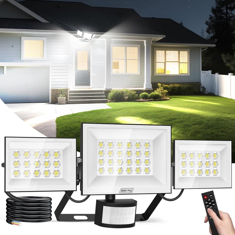 Viugreum 200W LED reflektor mozgásérzékelővel, 30000 lm, távirányítóval, IP66