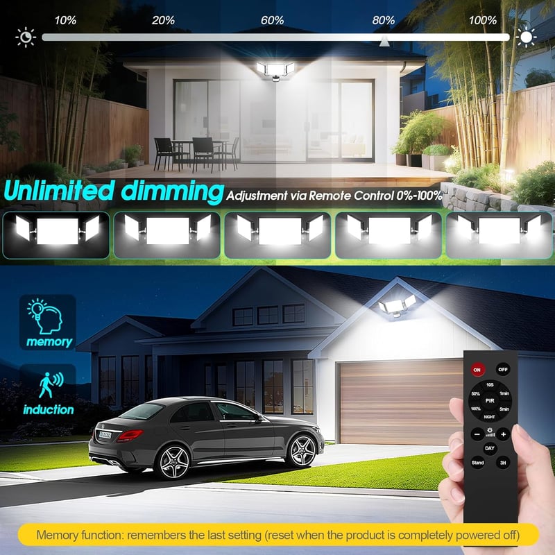Viugreum 200W LED reflektor mozgásérzékelővel, 30000 lm, távirányítóval, IP66