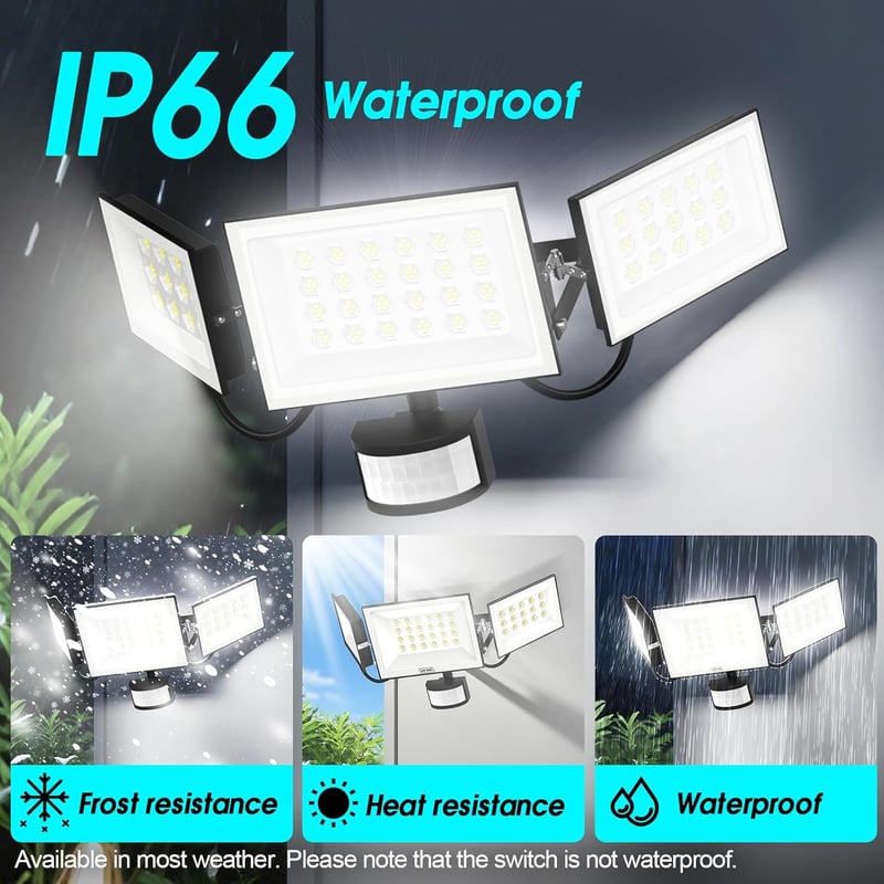 Viugreum 200W LED reflektor mozgásérzékelővel, 30000 lm, távirányítóval, IP66