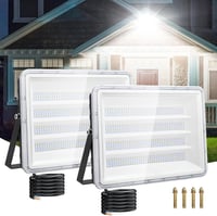 Viugreum LED Kültéri Reflektor, 2 db, 300W, 30000 lm, IP66 Vízálló, 6500K Hideg Fehér, 120° Szórási Szög, 80 cm Kábellel, Kerthez, Garázshoz 1