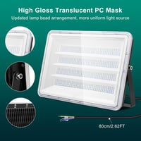 Viugreum LED Kültéri Reflektor, 2 db, 300W, 30000 lm, IP66 Vízálló, 6500K Hideg Fehér, 120° Szórási Szög, 80 cm Kábellel, Kerthez, Garázshoz 6