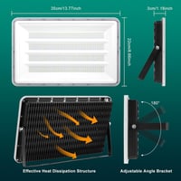 Viugreum LED Kültéri Reflektor, 2 db, 300W, 30000 lm, IP66 Vízálló, 6500K Hideg Fehér, 120° Szórási Szög, 80 cm Kábellel, Kerthez, Garázshoz 5