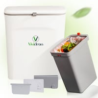 Vividron Konyhai Komposztáló Edény Fedéllel 9L - Fehér Bio Hulladék Gyűjtő Két Tartállyal - Akasztható Szekrény Alá 1