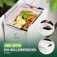 Vividron Konyhai Komposztáló Edény Fedéllel 9L - Fehér Bio Hulladék Gyűjtő Két Tartállyal - Akasztható Szekrény Alá 3