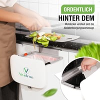 Vividron Konyhai Komposztáló Edény Fedéllel 9L - Fehér Bio Hulladék Gyűjtő Két Tartállyal - Akasztható Szekrény Alá 5
