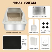 Vivifying XL rozsdamentes macskavécé pedállal, lapáttal és szőnyeggel szürke 8