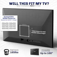 Suport TV de perete VIVO MOUNT-VW100F Ultra Rezistent pentru ecrane LCD, LED, curbate și plate de 60-100 inchi, VESA max 900x600 mm, negru 3