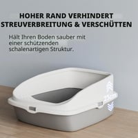 Otvorená toaleta pre mačky Vivo Technologies s lopatkou – sivá – 49x38x23 cm 3