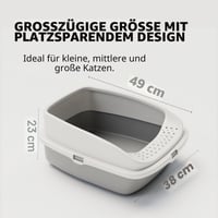 Otvorená toaleta pre mačky Vivo Technologies s lopatkou – sivá – 49x38x23 cm 7