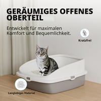 Otvorená toaleta pre mačky Vivo Technologies s lopatkou – sivá – 49x38x23 cm 2