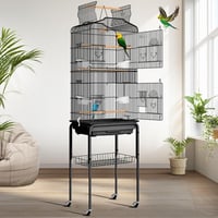 VIVOHOME 152cm Magas Madárkalitka Játéktetővel és Görgős Állvánnyal Papagájoknak Perészpapagájoknak 1