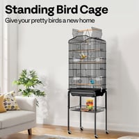 VIVOHOME 152cm Magas Madárkalitka Játéktetővel és Görgős Állvánnyal Papagájoknak Perészpapagájoknak 2