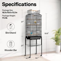 VIVOHOME 152cm Magas Madárkalitka Játéktetővel és Görgős Állvánnyal Papagájoknak Perészpapagájoknak 7