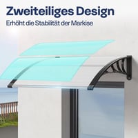 VIVOHOME 200x100cm Polikarbonát Ajtó Előtető Átlátszó Íves Esővédelem Napsugárzás Elleni Védelem 3