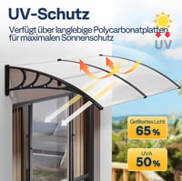 VIVOHOME 200x100cm Polikarbonát Ajtó Előtető Átlátszó Íves Esővédelem Napsugárzás Elleni Védelem 4