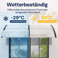 VIVOHOME 200x100cm Polikarbonát Ajtó Előtető Átlátszó Íves Esővédelem Napsugárzás Elleni Védelem 5