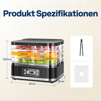 VIVOHOME Elektrická sušička potravín s 5 podnosmi, 400 W, bez BPA, regulácia teploty 35 – 70 °C, 72-hodinový digitálny časovač, na sušenie ovocia, zeleniny, mäsa a húb, čierna 7