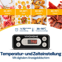 VIVOHOME Elektrická sušička potravín s 5 podnosmi, 400 W, bez BPA, regulácia teploty 35 – 70 °C, 72-hodinový digitálny časovač, na sušenie ovocia, zeleniny, mäsa a húb, čierna 3