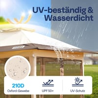 VIVOHOME Kerti Pavilon 3x3m Vízálló Szúnyoghálóval - Hordozható Rendezvénysátor Táskával Kempingezéshez, Piknikezéshez 3