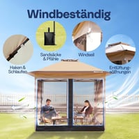 VIVOHOME Kerti Pavilon 3x3m Vízálló Szúnyoghálóval - Hordozható Rendezvénysátor Táskával Kempingezéshez, Piknikezéshez 7