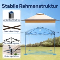 VIVOHOME Kerti Pavilon 3x3m Vízálló Szúnyoghálóval - Hordozható Rendezvénysátor Táskával Kempingezéshez, Piknikezéshez 5