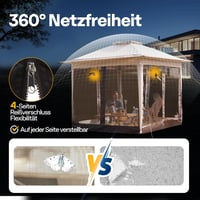 VIVOHOME Kerti Pavilon 3x3m Vízálló Szúnyoghálóval - Hordozható Rendezvénysátor Táskával Kempingezéshez, Piknikezéshez 8