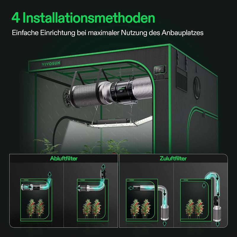 VIVOSUN 200 mm aktiv szenes szagszuro grow filter csoventilator elo szuroval grow sátorhoz grow boxhoz ughazhoz