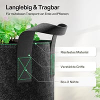 VIVOSUN 5 db-os 60 L Fekete Növénytermesztő Zsák Szett - Tartós Textil Ültetőzsák Fogantyúval, Vízelvezető Lyukakkal Zöldségekhez, Virágokho 4