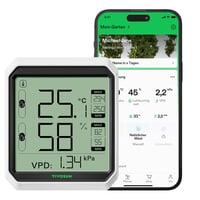 VIVOSUN AeroLab THB1 Bluetooth Hőmérő és Páratartalom Mérő - Digitális Kijelző, Adattárolás, Kettős Csatorna, VPD Mérés, Okos Hőmérséklet Mo 1