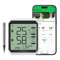 VIVOSUN AeroLab THB1S Bluetooth Hőmérő és Páratartalom Mérő, LCD Kijelzős Terrárium Monitor, VPD Mérés, Adatrögzítés, Külső Szenzorral 1