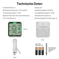 VIVOSUN AeroLab THB1S Bluetooth Hőmérő és Páratartalom Mérő, LCD Kijelzős Terrárium Monitor, VPD Mérés, Adatrögzítés, Külső Szenzorral 8
