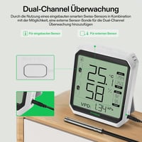 VIVOSUN AeroLab THB1S Bluetooth Hőmérő és Páratartalom Mérő, LCD Kijelzős Terrárium Monitor, VPD Mérés, Adatrögzítés, Külső Szenzorral 2